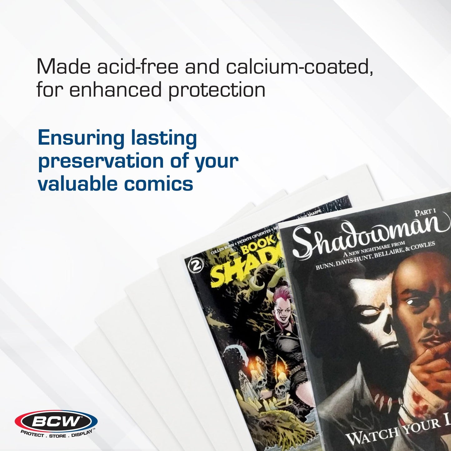 BCW Modern Comic Backing Boards - 100 Pack | Certified Acid-Free, Lab-Tested Archival Quality Comic Book Boards | Ideal for Comic Book Storage and Preservation