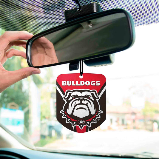 FANMATS 61611 NCAA Georgia Bulldogs Hanging Car Air Freshener, 2 Pack, Black Ice Scent, Odor Eliminator, Shield Design with Team Logo