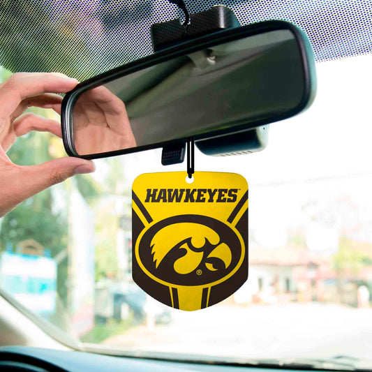 FANMATS 61613 NCAA Iowa Hawkeyes Hanging Car Air Freshener, 2 Pack, Black Ice Scent, Odor Eliminator, Shield Design with Team Logo
