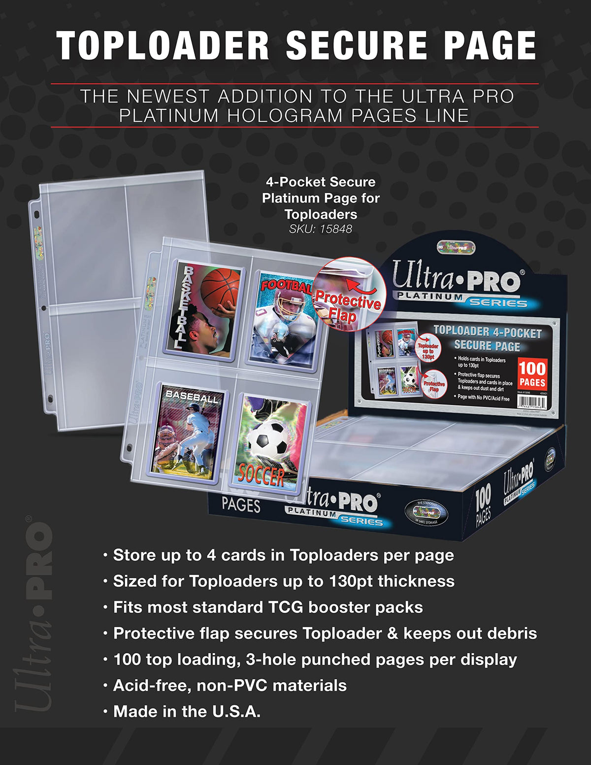 Toploader 4-Pocket Secure Binder Pages (100-Count)