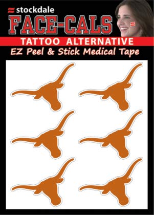 NCAA Texas Longhorns Face Tattoos, Team Colors, One Size