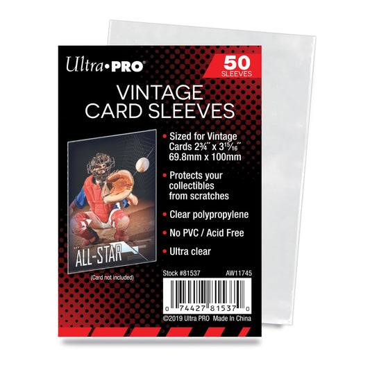 Ultra Pro - Vintage Card Sleeve - 50pk, Transparent Premium Collectible Sports Trading Card Storage Protectors Sleeves Covers