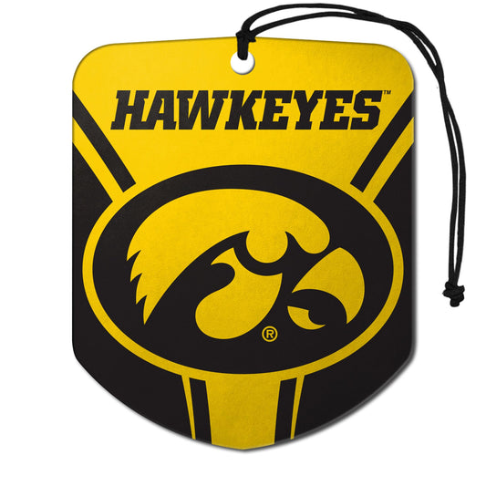 FANMATS 61613 NCAA Iowa Hawkeyes Hanging Car Air Freshener, 2 Pack, Black Ice Scent, Odor Eliminator, Shield Design with Team Logo