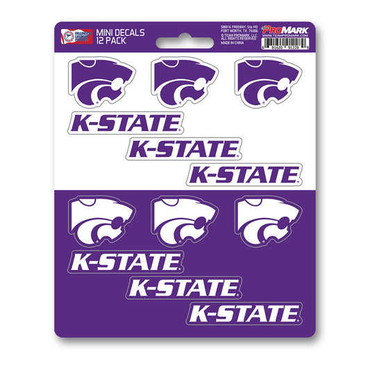 FANMATS 61168 NCAA - Kansas State Wildcats 12 Count Mini Decal Sticker Pack 5 x 6.25 in.- Great Gift for Sports Fans - Works On Hard Surfaces - for Homes, Cars, Trucks, SUVs.
