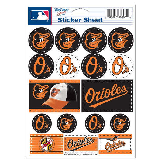 WinCraft MLB Baltimore Orioles Vinyl Sticker Sheet, 5" x 7"
