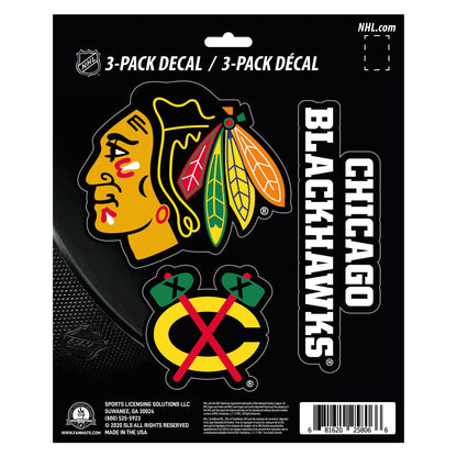 NHL Chicago Blackhawks Team Decal, 3-Pack