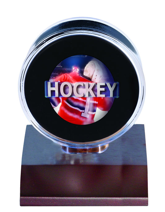 Ultra PRO NHL Dark Wood Puck Holder, Small, Clear